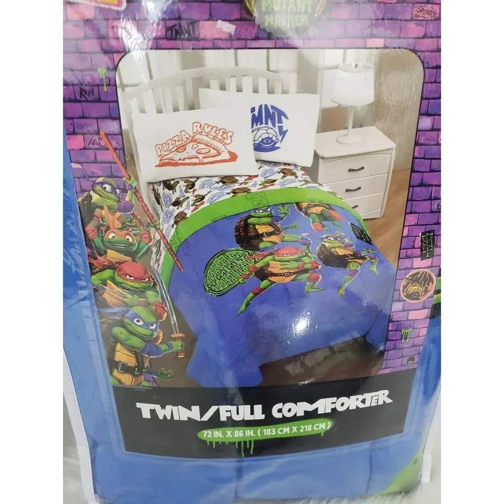 NEW Teenage Mutant Ninja Turtles TMNT Reversible Twin‎ Comforter AND Sheet Set